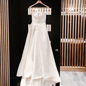 Mikado Strapless Ivory Satin Wedding Dress